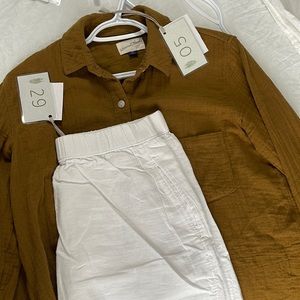Universal Thread Short And Shirt Set XS White & Gold